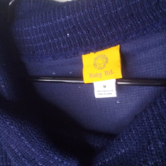 Ruby Rd Sweater M Women Pullover 3/4 Sleeve Cowl Neck Button Detail Blue - Picture 6 of 14